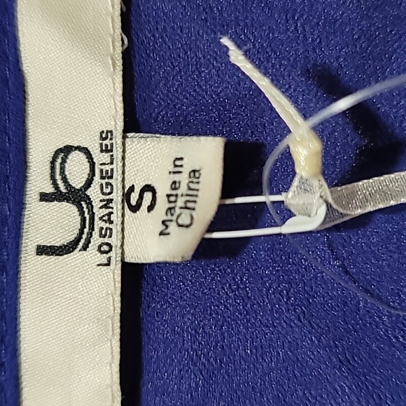 Ya Los Angeles Royal Blue/White Silk Adjustable Spaghetti Strap Tank Top, Small - Picture 7 of 10